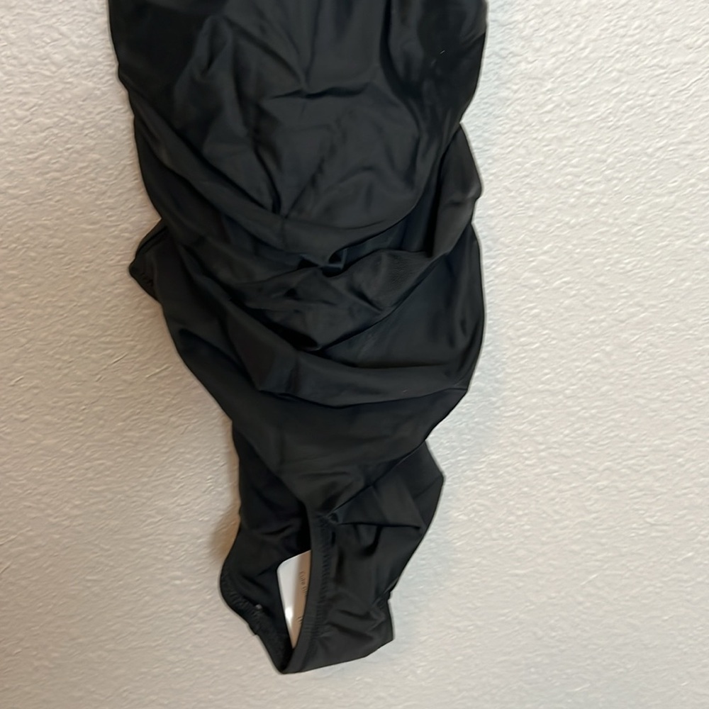 JCrew Scrunchie Strap Plunge One Piece Swimsuit Black Size 0 NWT - Picture 3 of 9